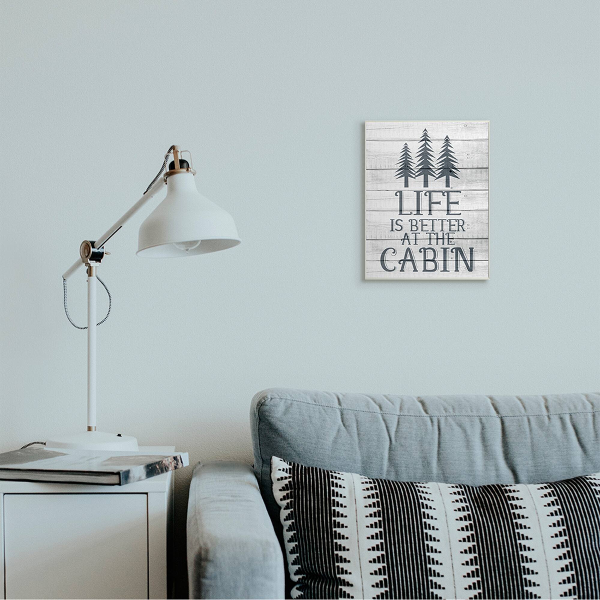 Stupell Industries Life's Better At Cabin Phrase Rural Forest Home Wood Wall Plaque